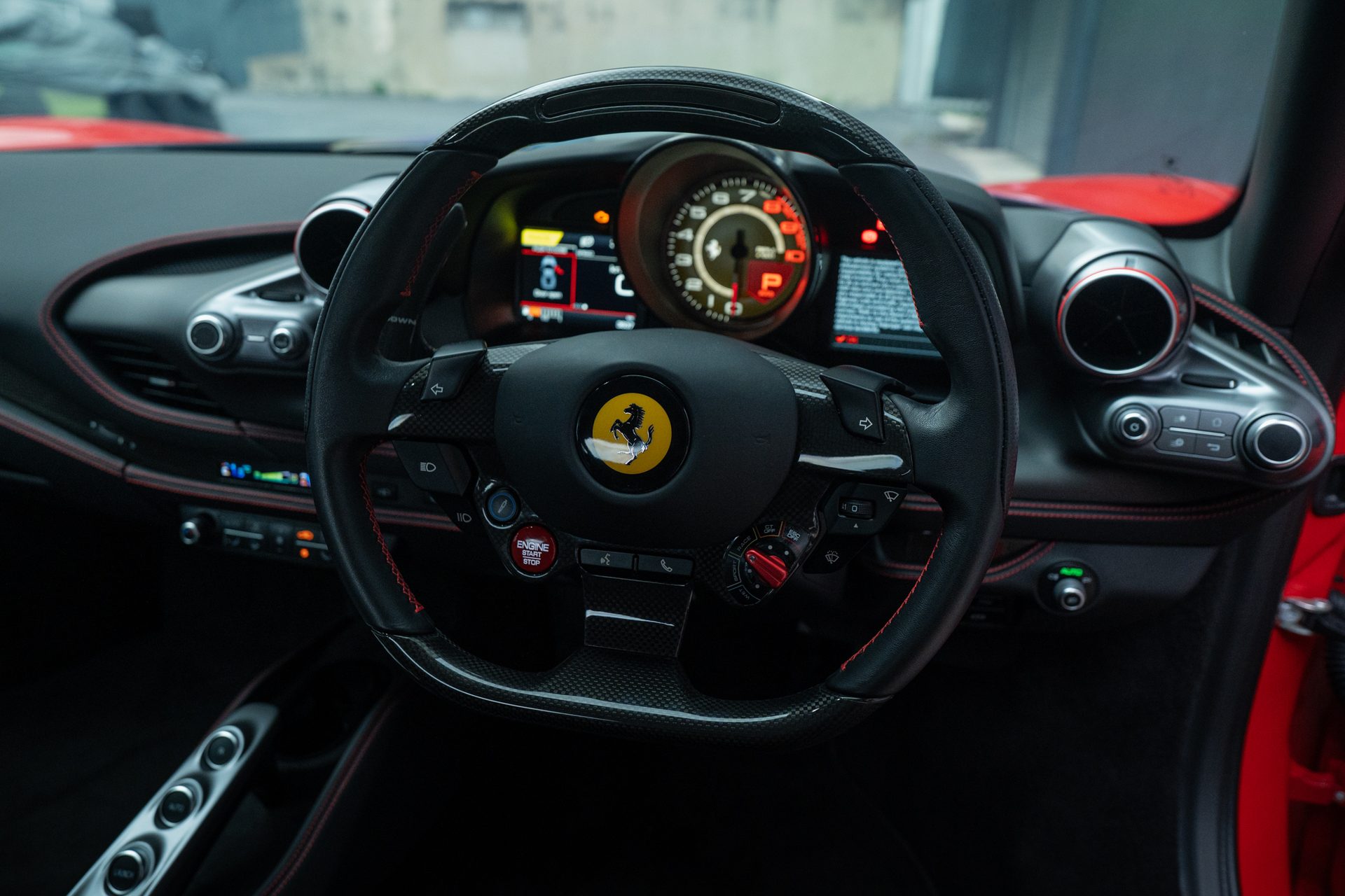 Ferrari F8 Tributo — instrument cluster and yellow rev counter