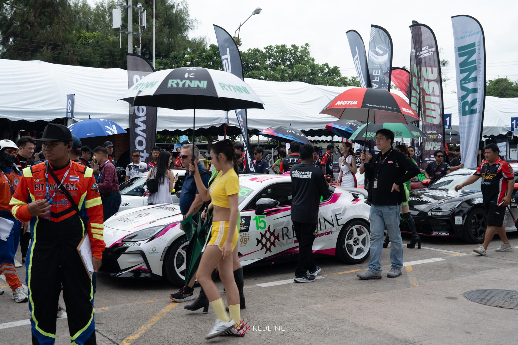The Redline BBMP car and crew in the Bangsaen paddock