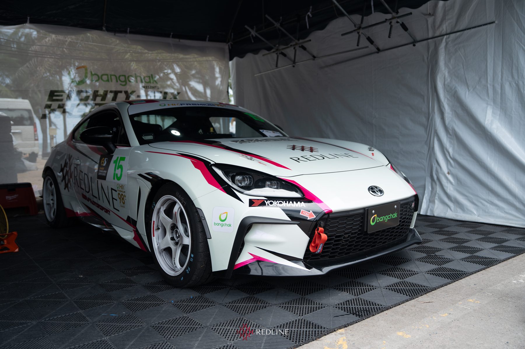 Redline GR86 #15 in the team tent at Bangsaen
